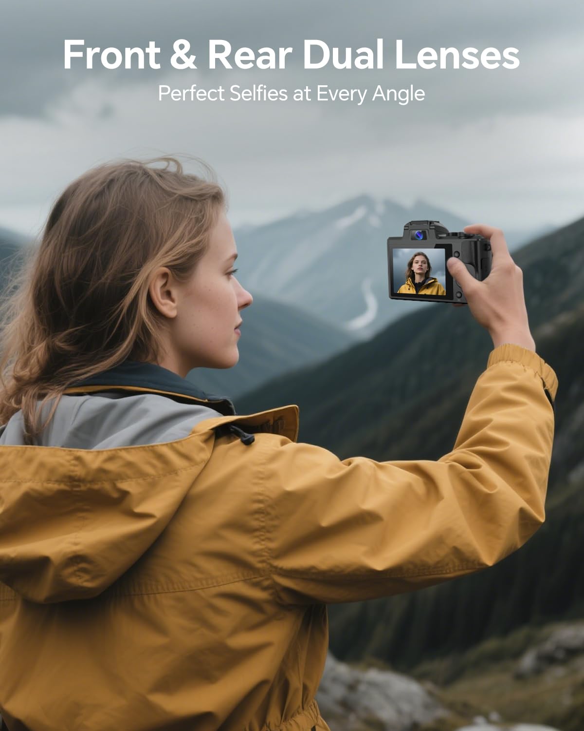 8K Digital Camera for Photography, 88MP Autofocus WiFi Vlogging Camera for YouTube Video with Front and Rear Lens, Flash, Touch Screen, Lens Hood, 64GB Card, 2 Batteries(Black)