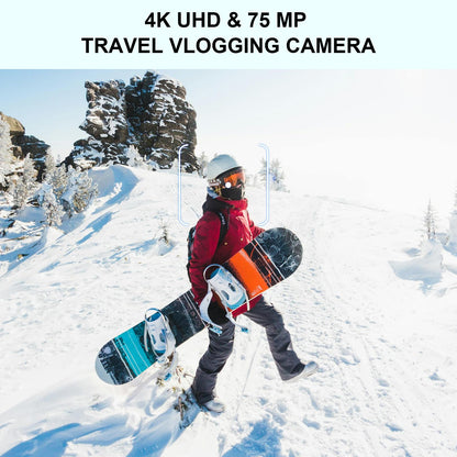 Yatao Digital Cameras for Photography and Vlogging, 6K 64MP Flip Screen, Dual Lens, Microphone for Video, 64GB TF Card, Compact Photo WiFi Camera for YouTube Kit Travel, Beginners (Black)