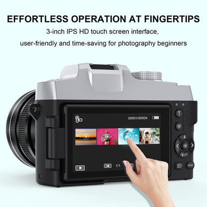 Yatao Digital Cameras for Photography and Vlogging, 6K 64MP Flip Screen, Dual Lens, Microphone for Video, 64GB TF Card, Compact Photo WiFi Camera for YouTube Kit Travel, Beginners (Black)